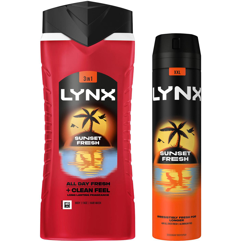Lynx Sunset Fresh Body Wash 500ml and Body Spray 250ml Bundle