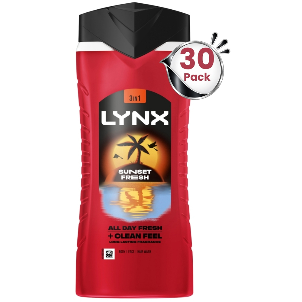 Lynx Sunset Fresh Mango and Mandarin 3-in-1 Body Wash 500ml 30 Pack