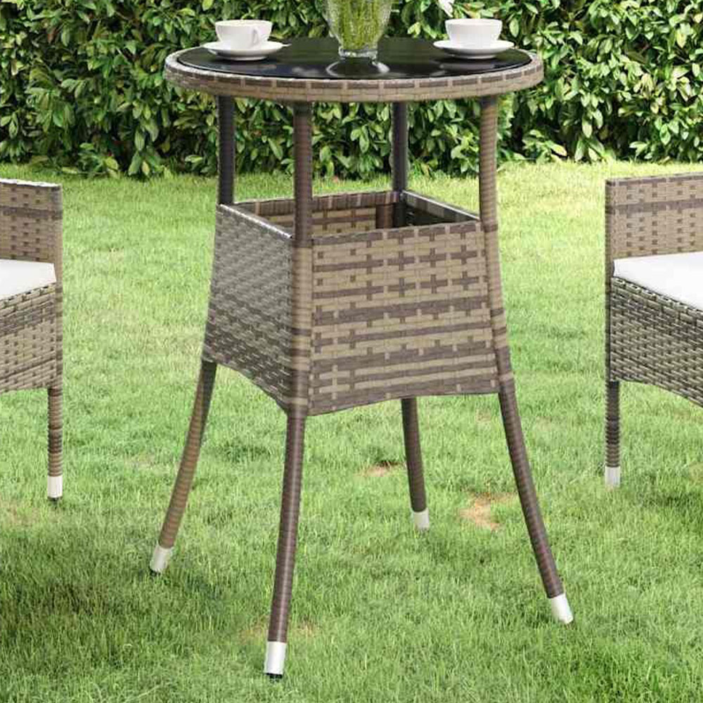 Walplus 2 Seater Grey Poly Rattan Tempered Glass Garden Coffee Table