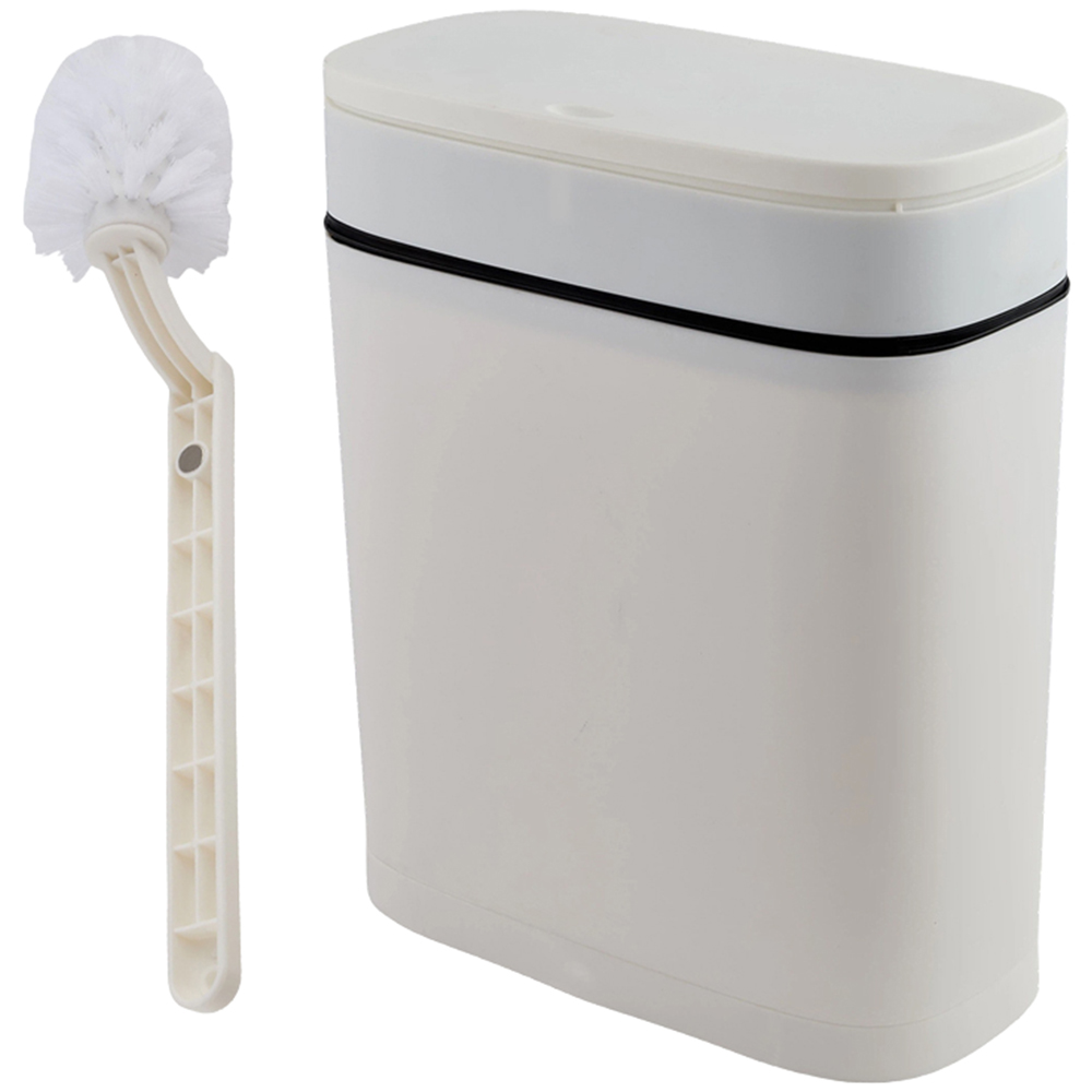 Living and Home 2-in-1 White Toilet Brush and Rubbish Bin Set 12L