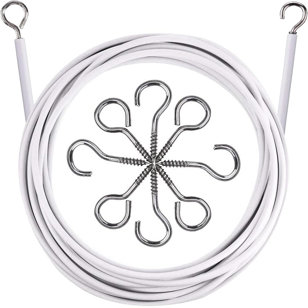 Image of Atek ATEK White Net Curtain Wire with Hooks and Eyes 2m