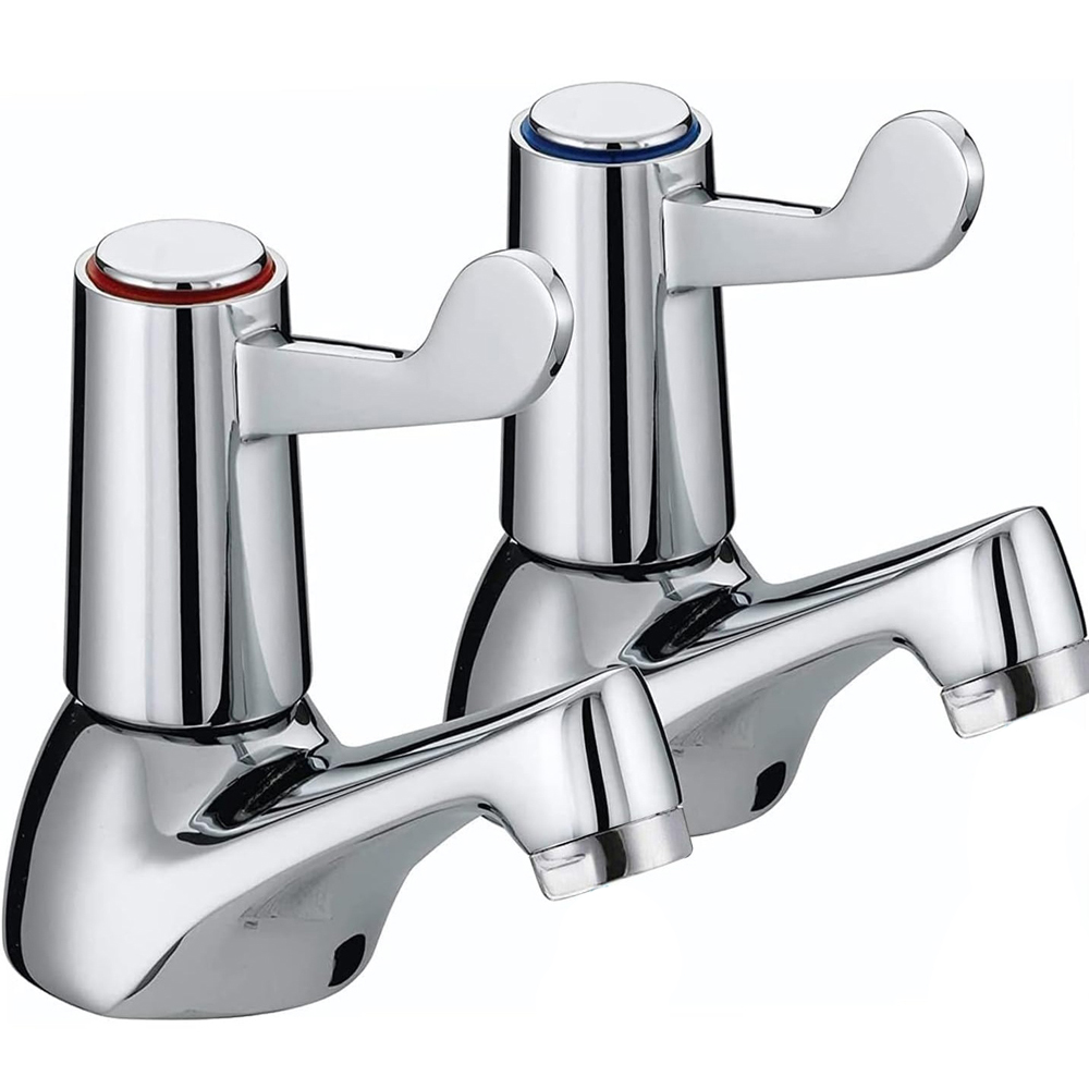 Image of Atek ATEK Chrome Hot and Cold Basin Sink Pillar Tap 1/2 inch 2 Pack