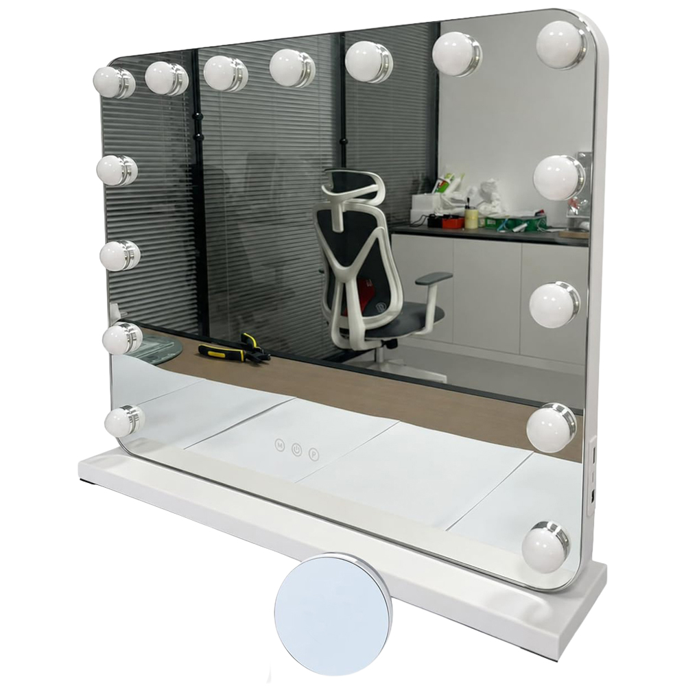 Image of Atek ATEK White Dimmable LED Touch-Sensitive Hollywood Vanity Makeup Mirror 58 x 45cm