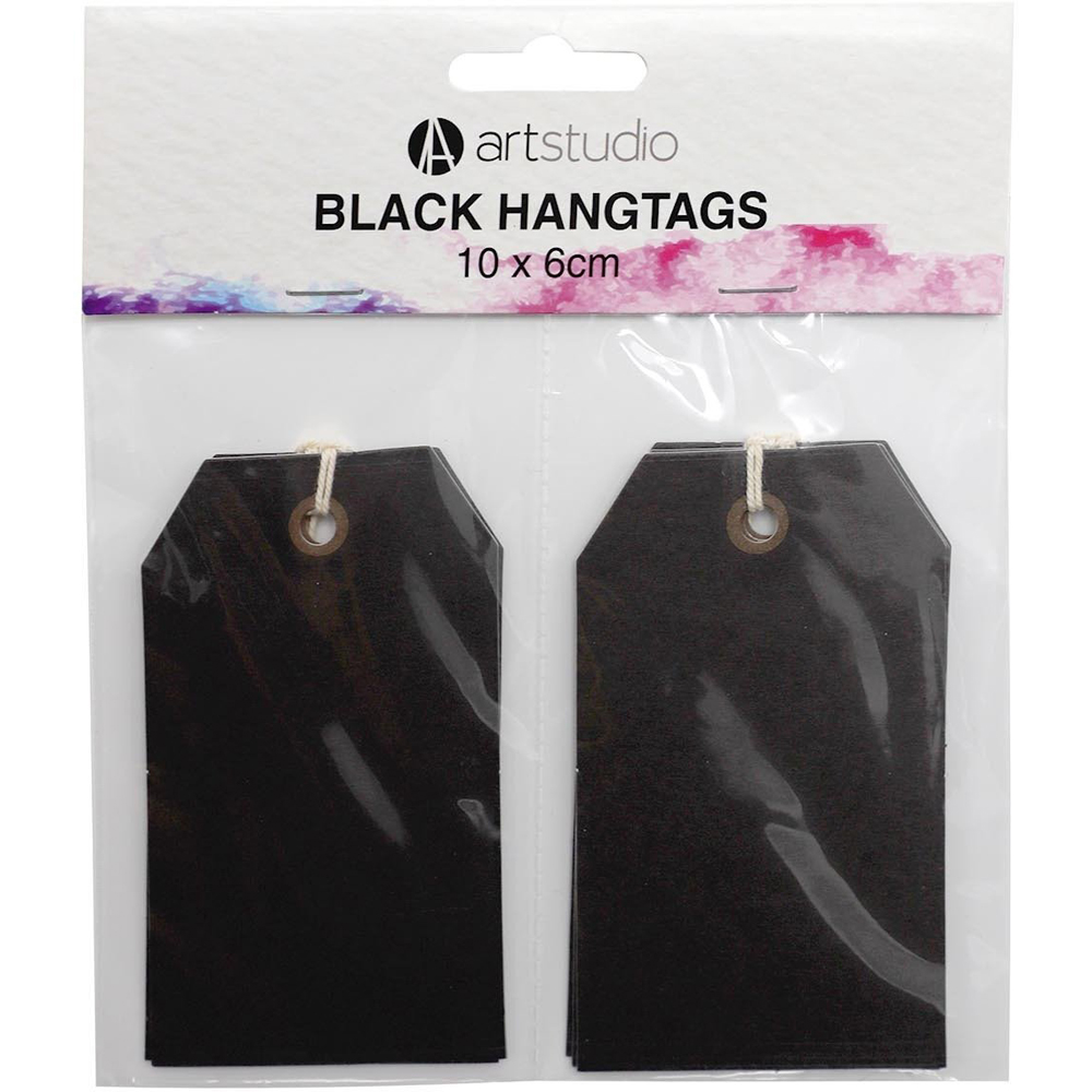 Pack of Six Art Studio Black Hangtags
