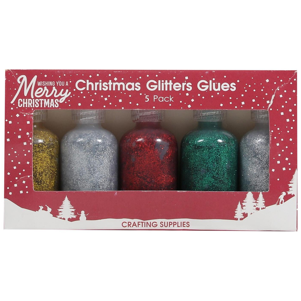 Pack of 5 Christmas Glitter Glues
