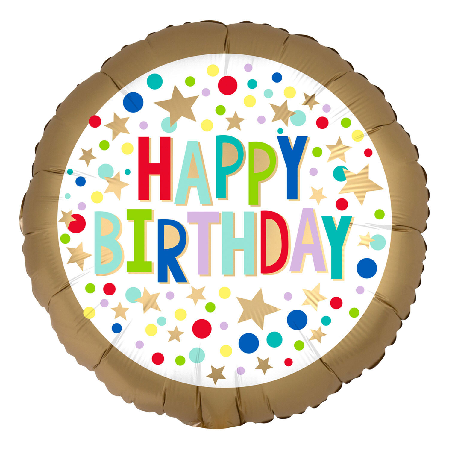 Supershape Gold Satin Happy Birthday Foil Balloon - Circle