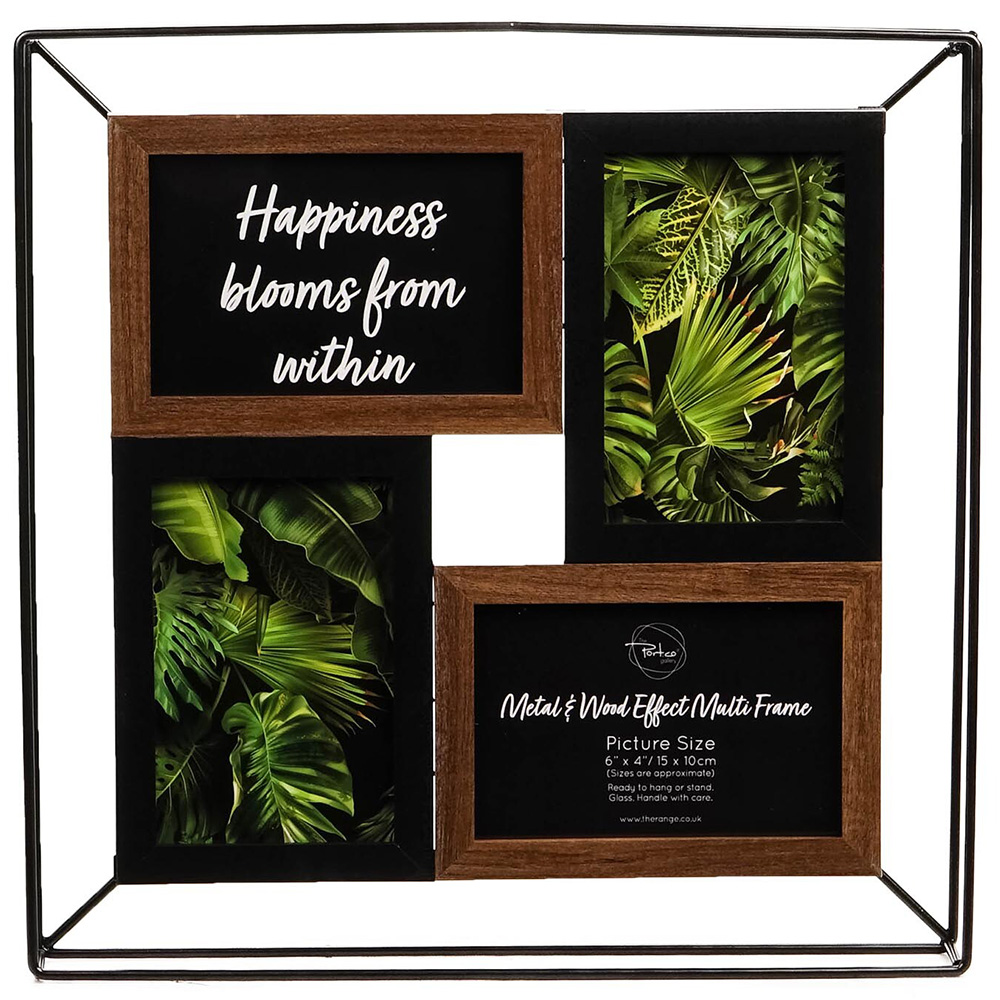The Port. Co Gallery Metal and Wood Effect 4 Aperture Photo Frame 6 x 4 inch