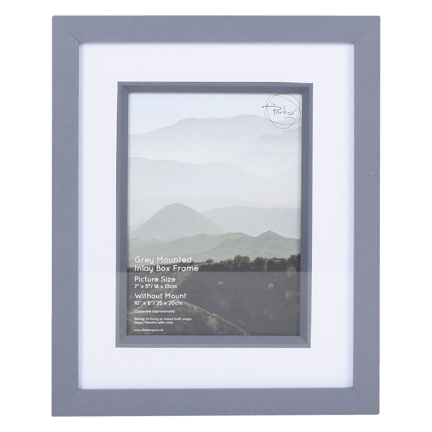 The Port. Co Gallery Inlay Grey Mounted Box Photo Frame 7 x 5 inch