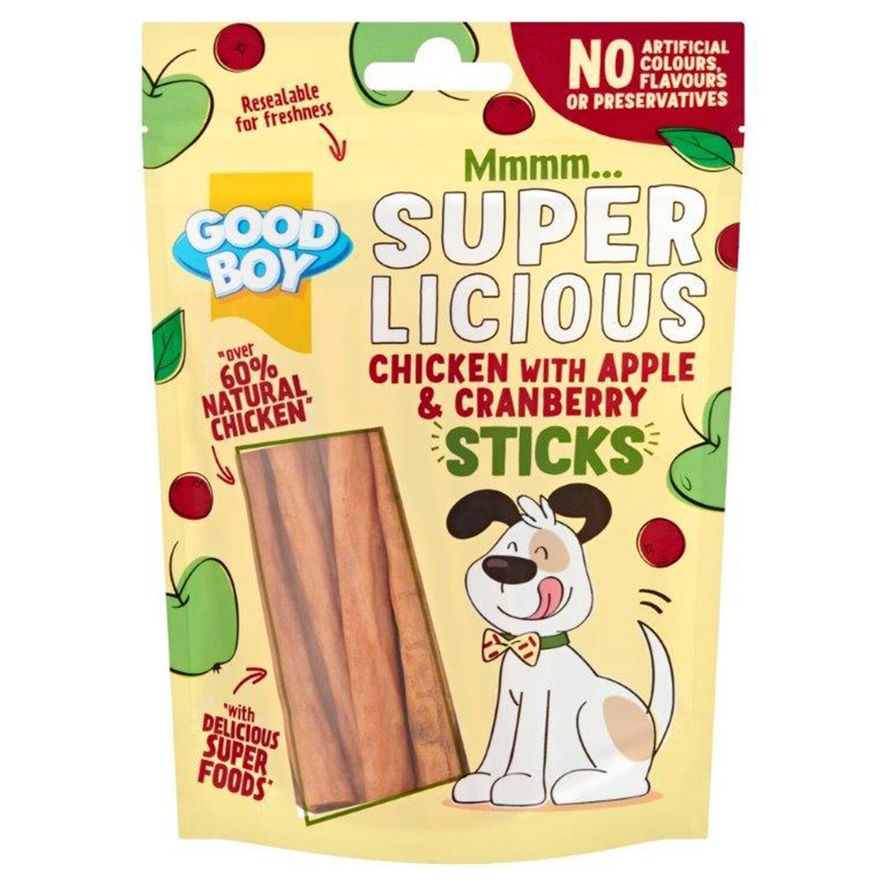 Good Boy Chicken with Apple and Cranberry Sticks Dog Treat 100g
