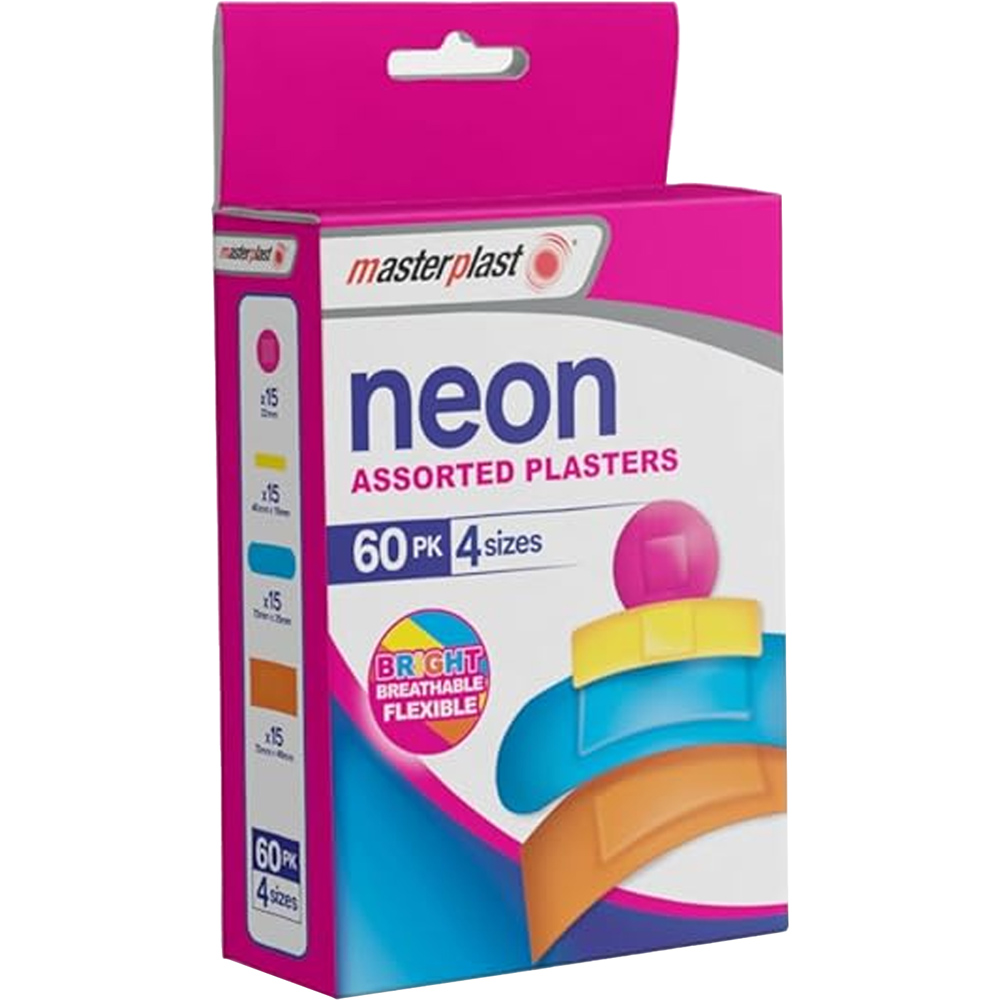 Masterplast - Assorted Plasters - Neon - Pack of 60