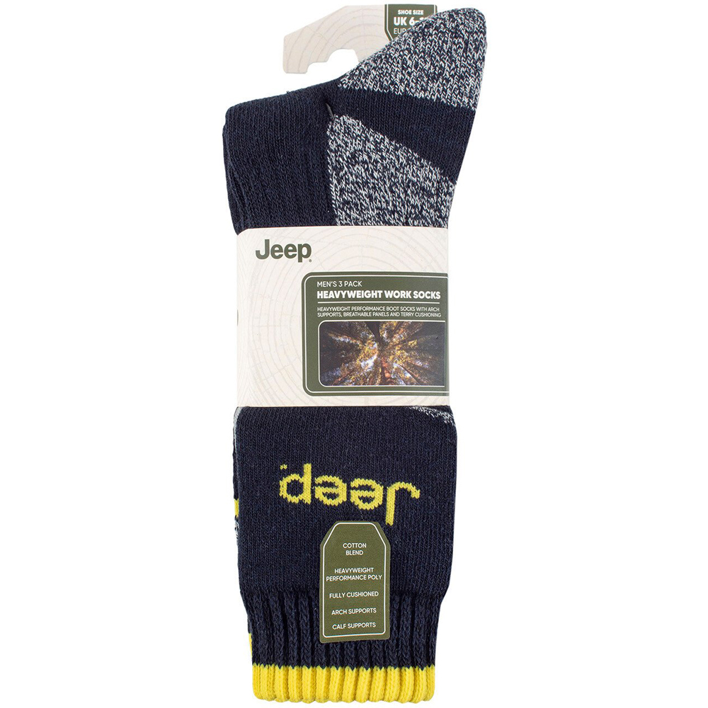 Pack of 3 Mens Jeep Heavyweight Work Socks - Black