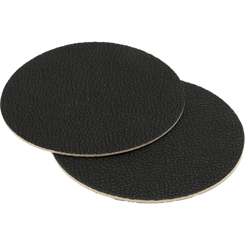 Set of 4 Round Fusion Faux Leather Coasters - Black