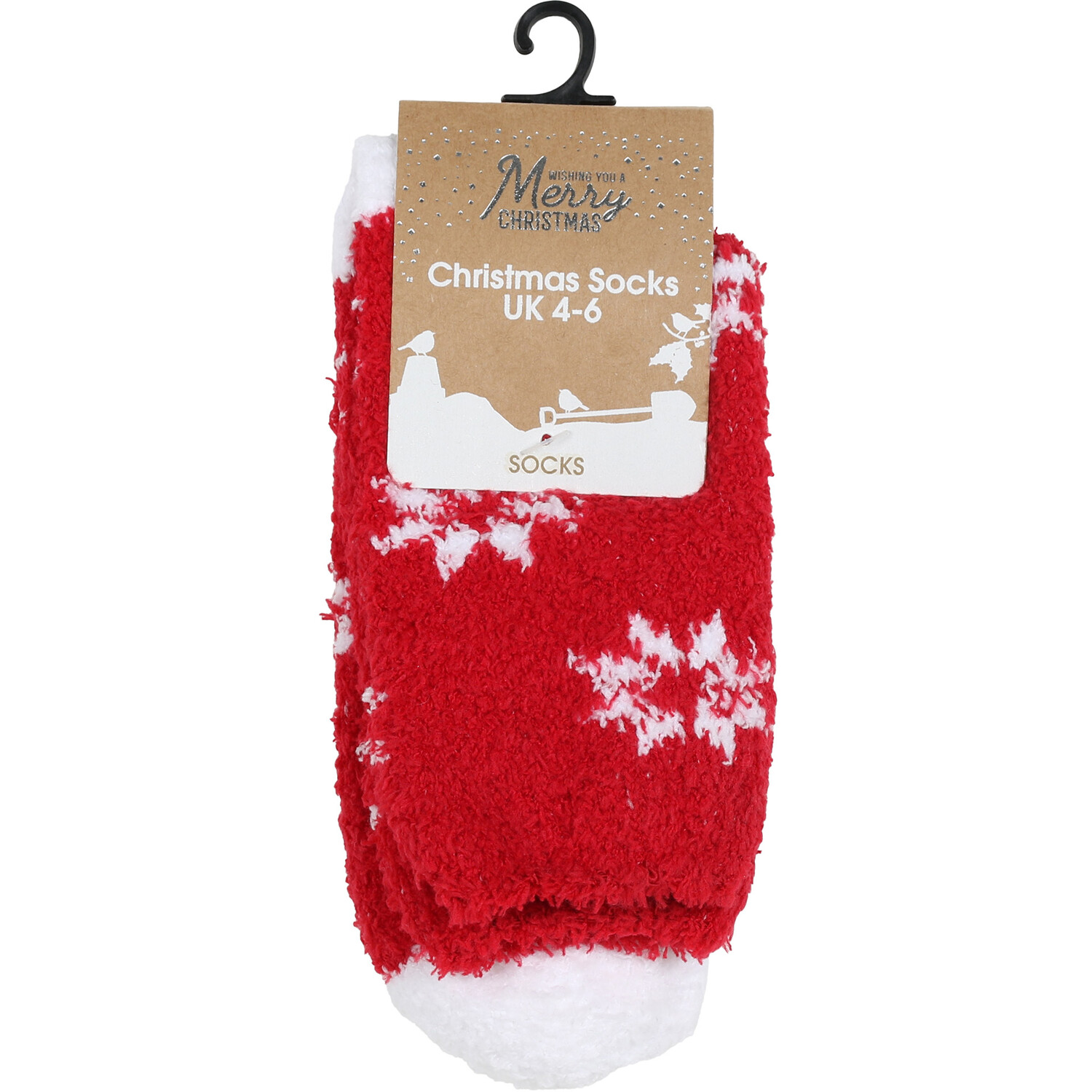 Christmas Womens Fluffy Socks - Red, White and Green