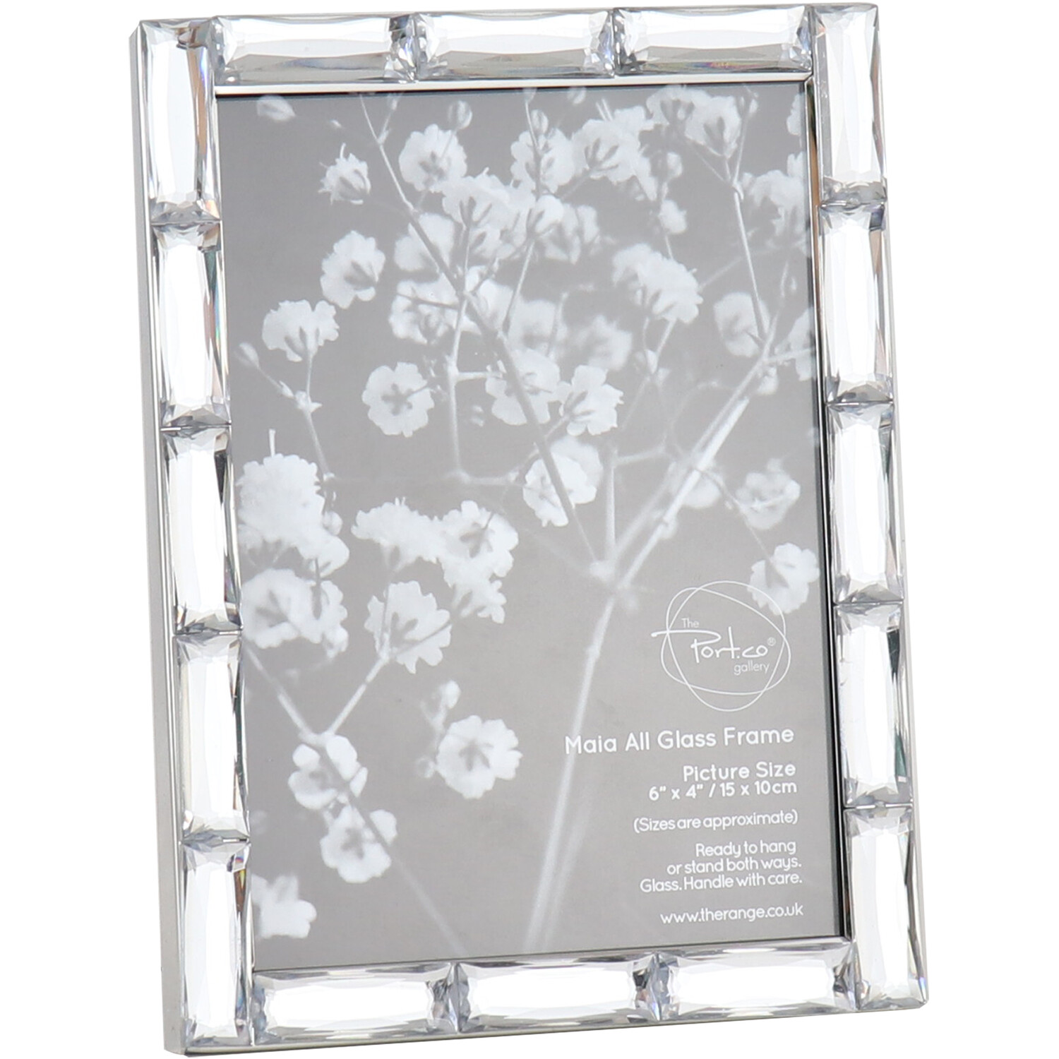 The Port Co. Gallery Maia Silver All Glass Photo Frame 6 x 8 inch