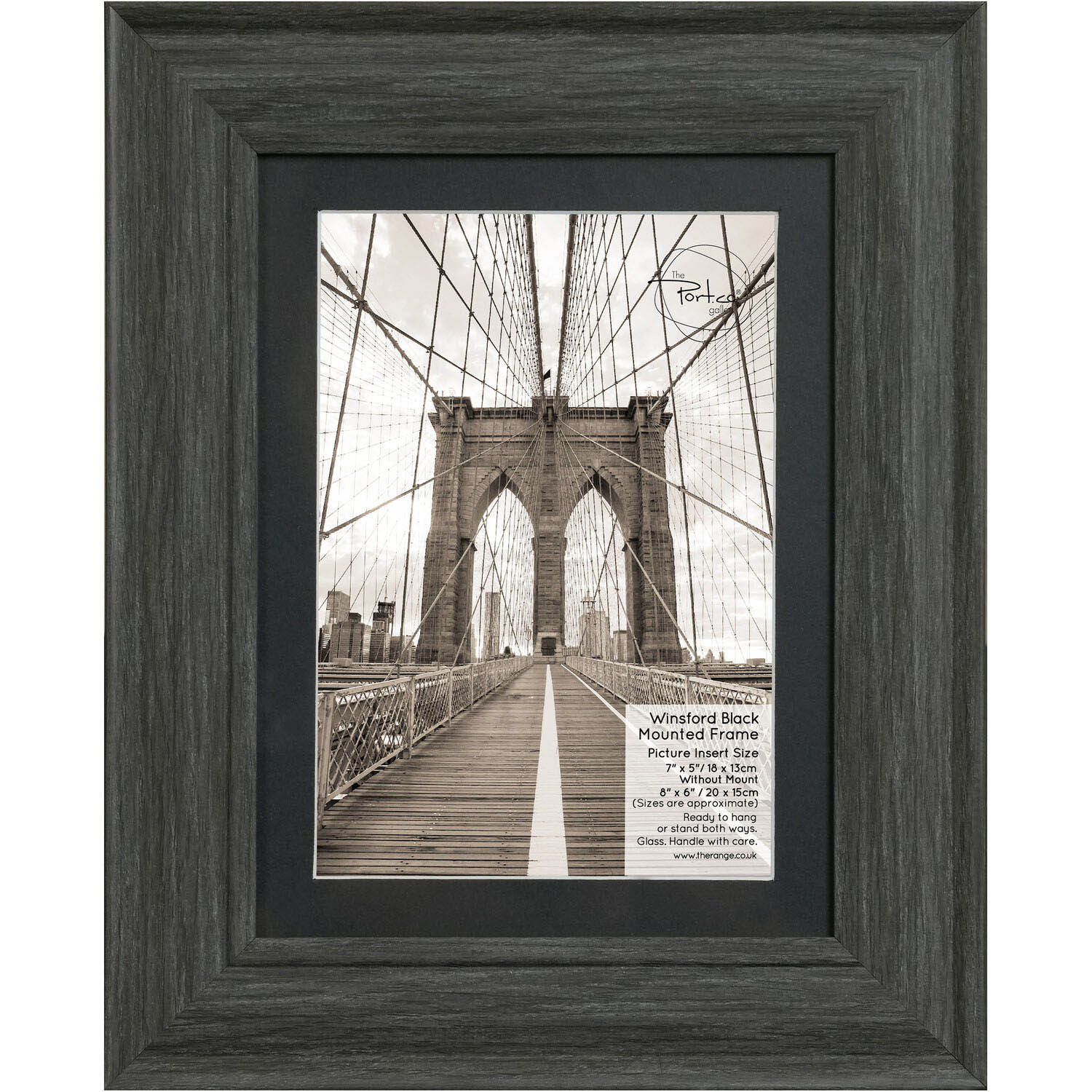 The Port. Co Gallery Winsford Black Mounted Photo Frame 7 x 5 inch