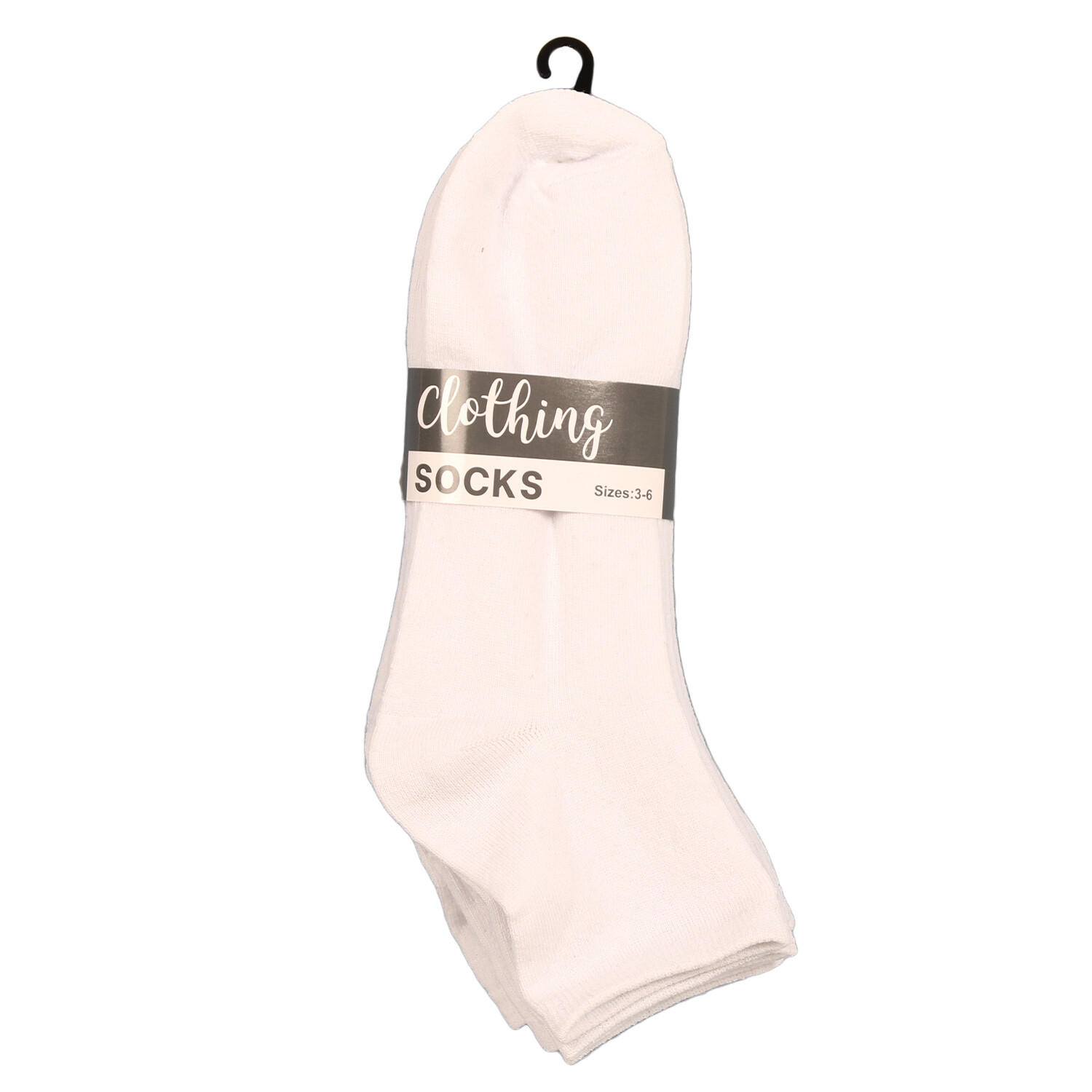 White Women Ankle Socks Size 3-6 5 Pack