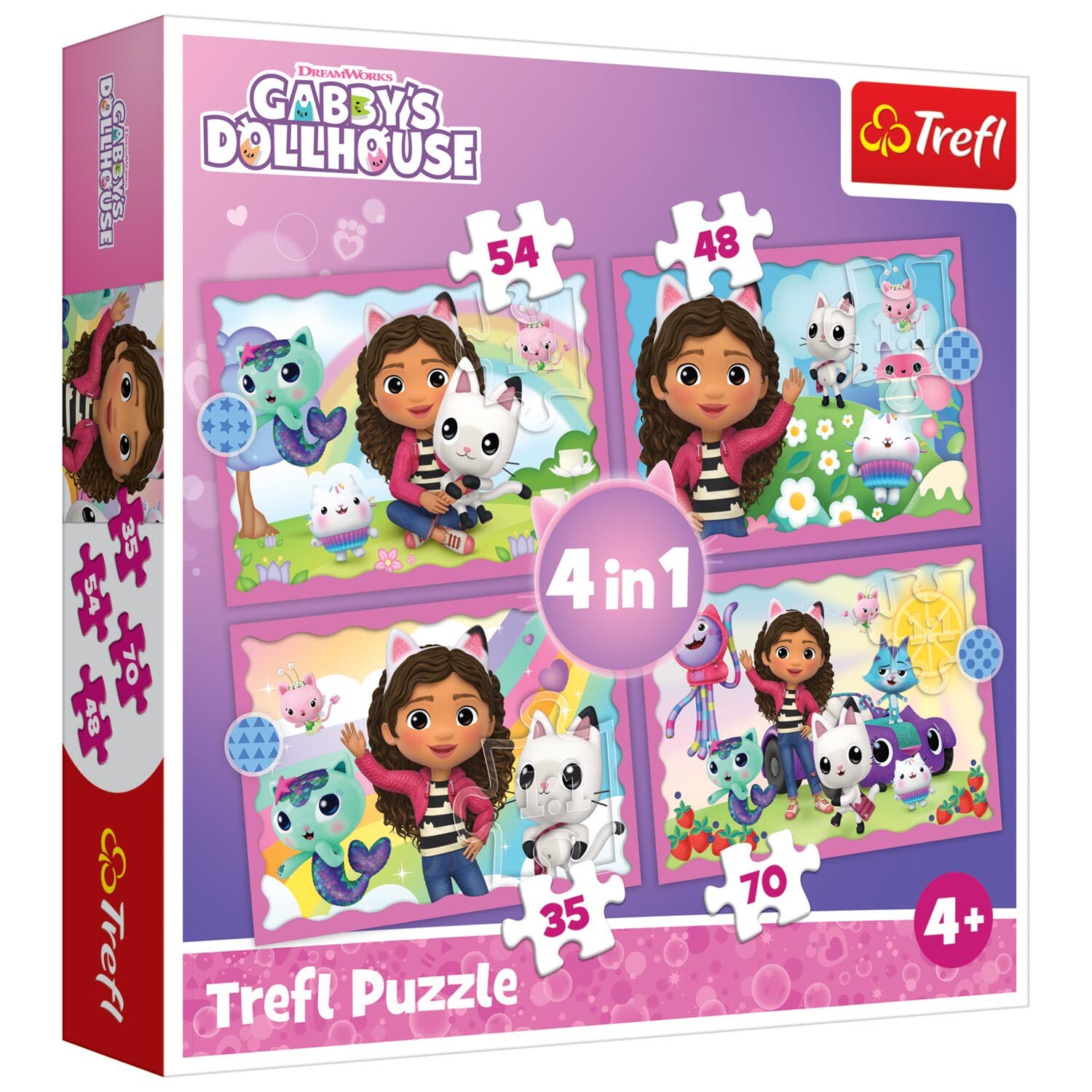 TREFL 4 in 1 Gabby's Dollhouse Adventures Puzzles - Kids - New