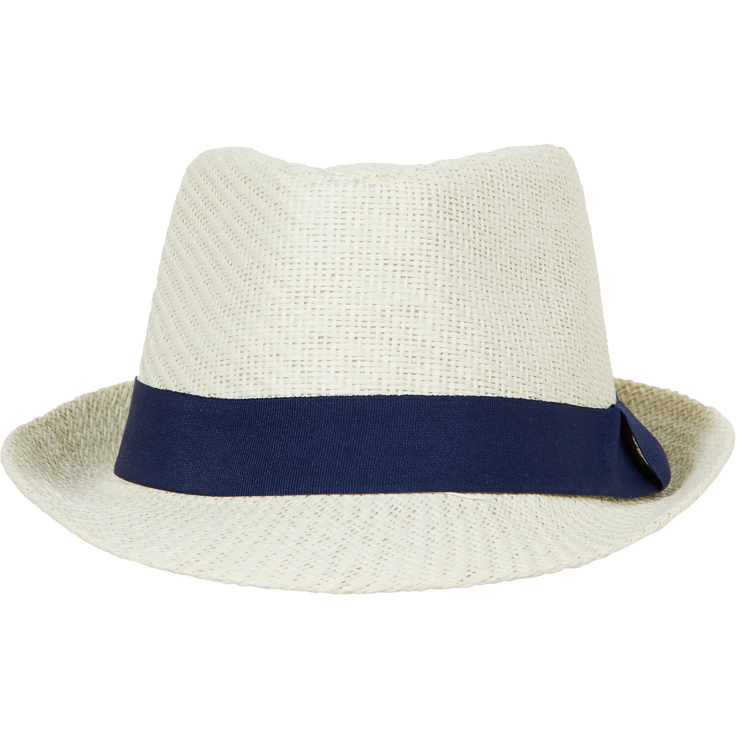 Mens White and Navy Stripe Trilby - White
