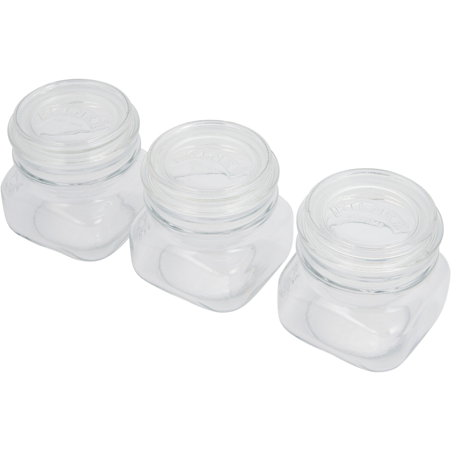 Kilner 250ml Square Glass Storage Jar with Push Top Lid 3 Pack