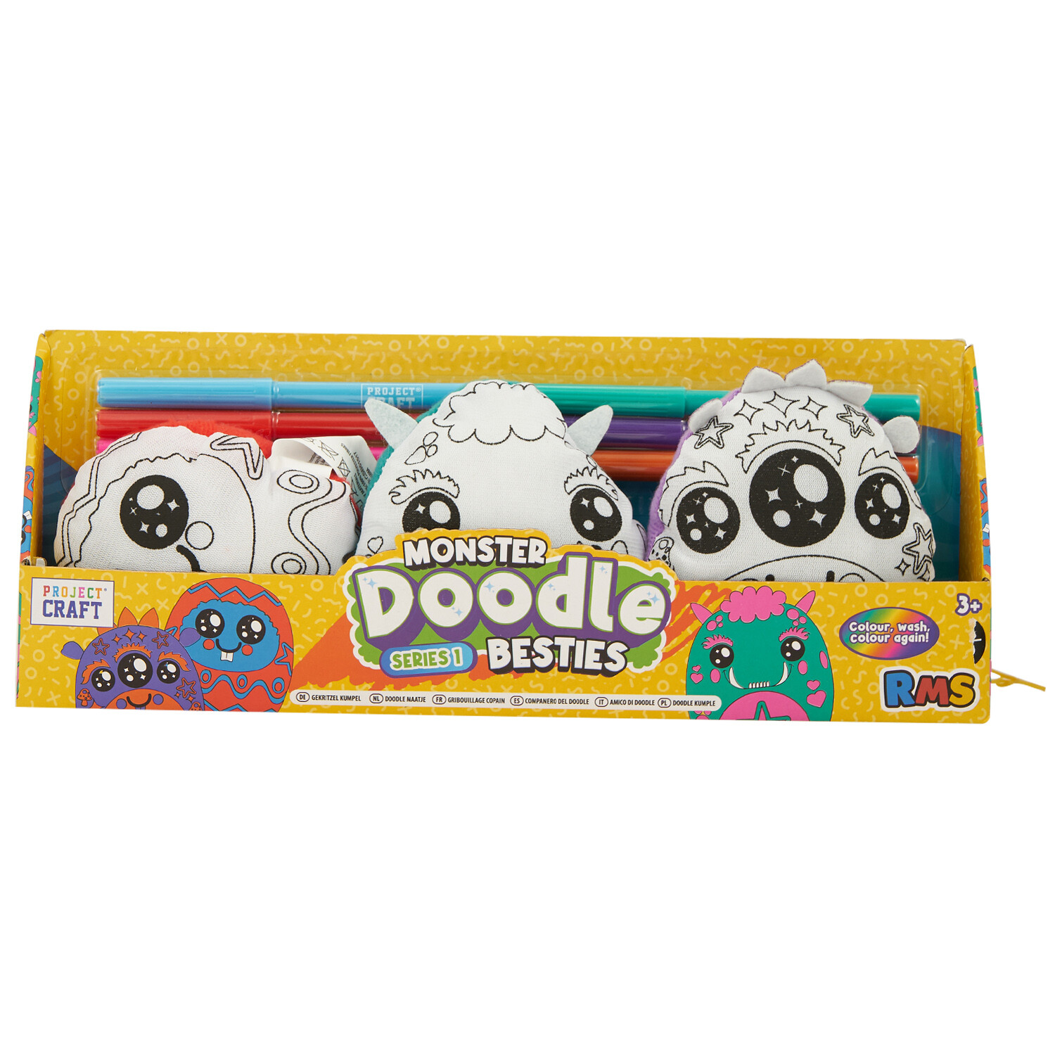 Pack of 3 Fruits or Monsters Doodle Buddies - White
