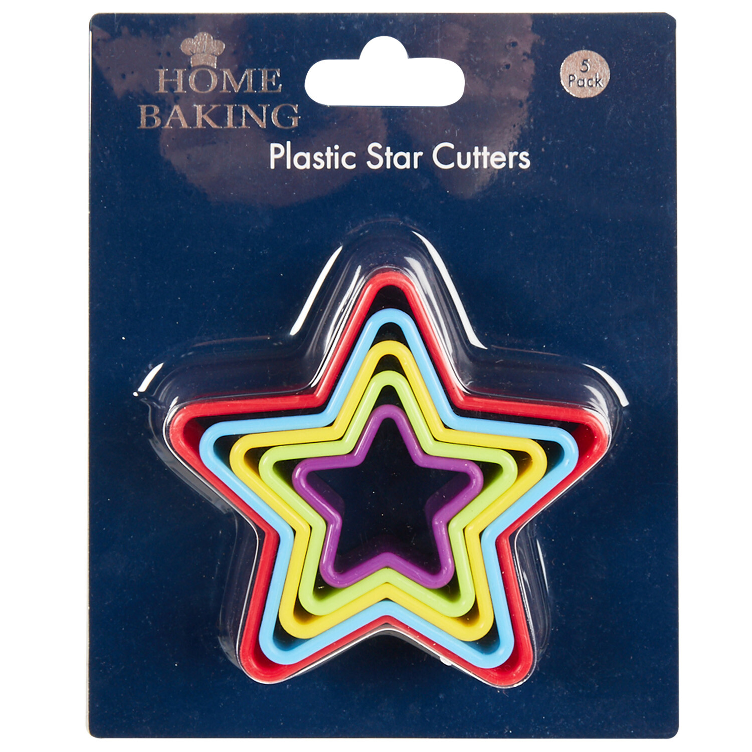 Set of 5 Plastic Star Cutters - Multicolour