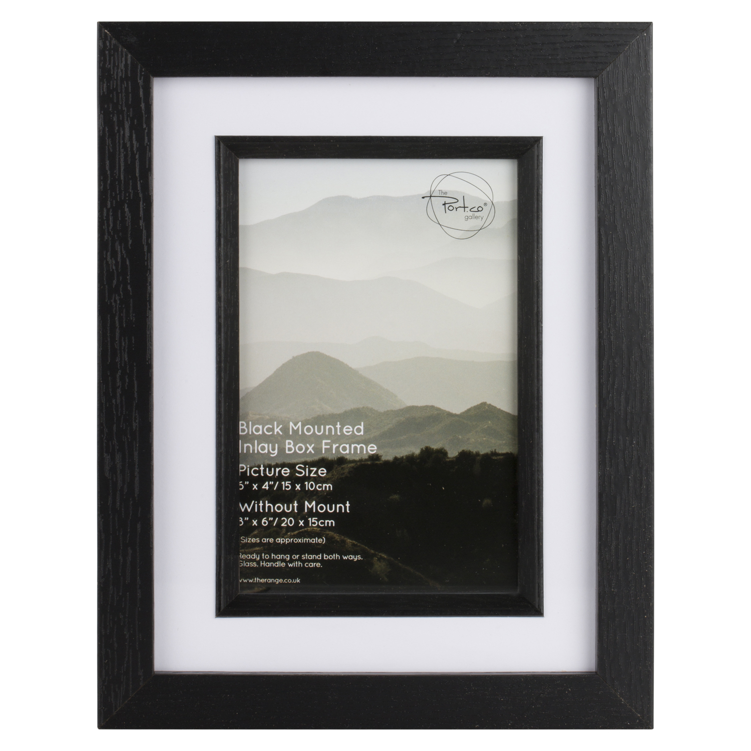The Port Gallery Black Mounted Inlay Box Photo Frame 6 x 4 inch