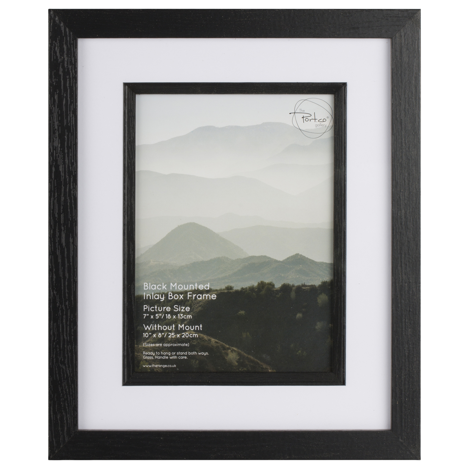 The Port Co Gallery Black Mounted Inlay Box Photo Frame 7 x 5 inch