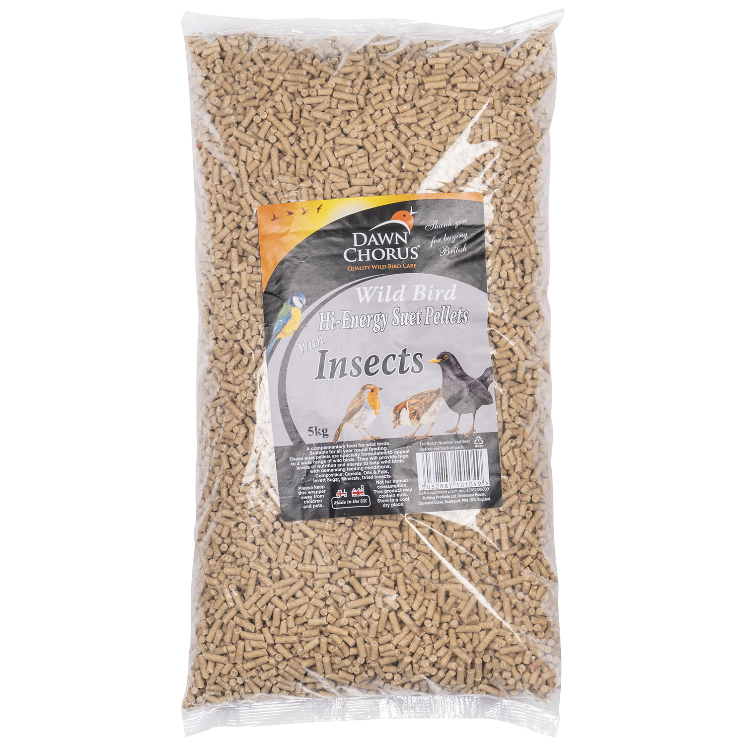 Dawn Chorus Suet Pellets with Insects Wild Bird Food 5kg