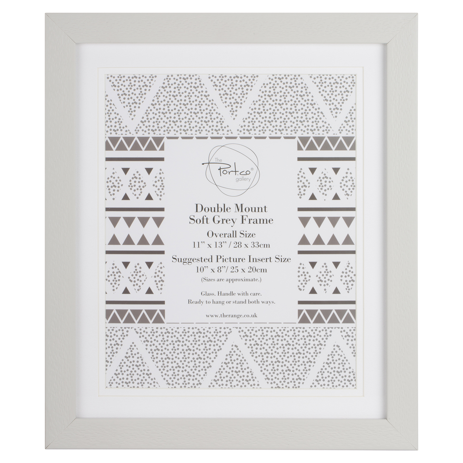 The Port. Co Gallery Soft Grey Photo Frame with 2 Mounts 10 x 8 inch