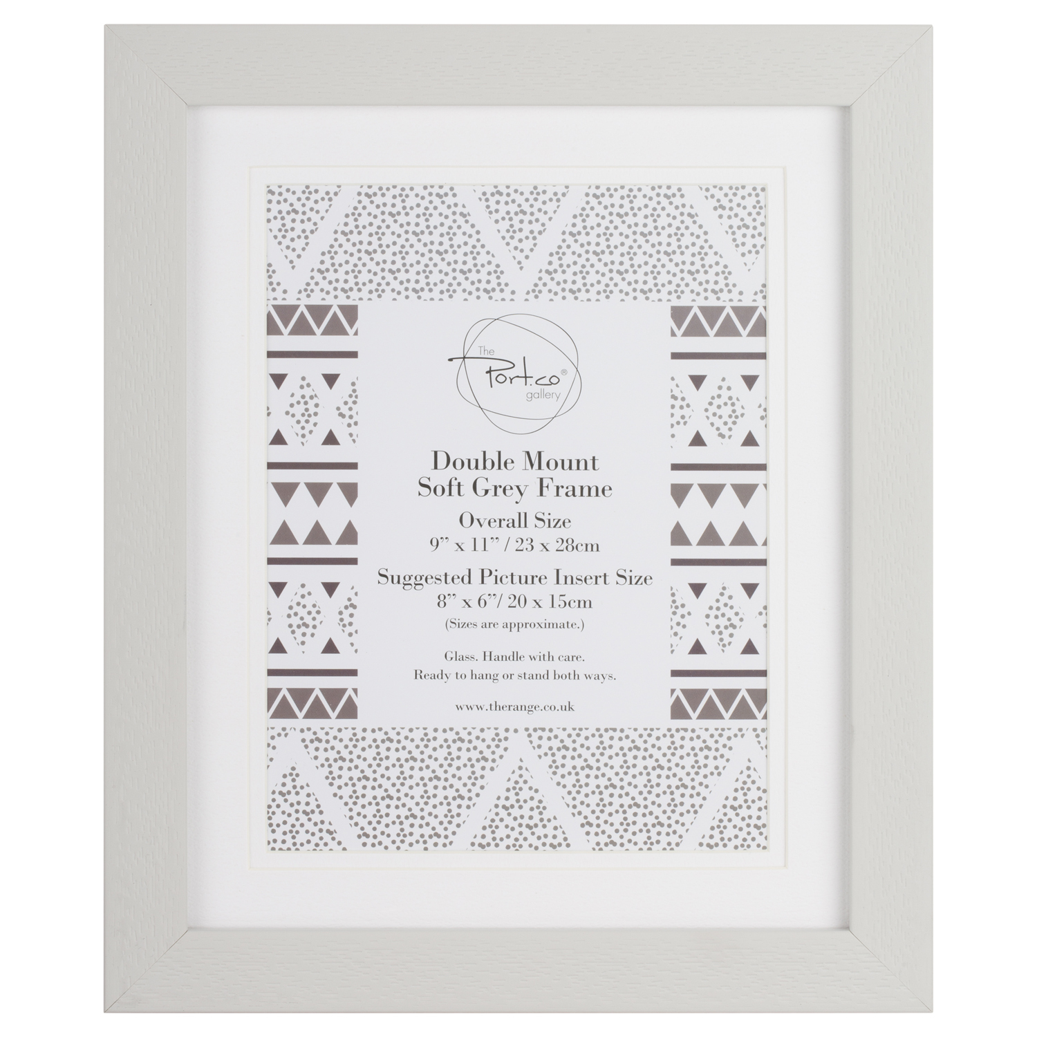 The Port. Co Gallery Soft Grey Double Mounted Photo Frame 8 x 6 inch