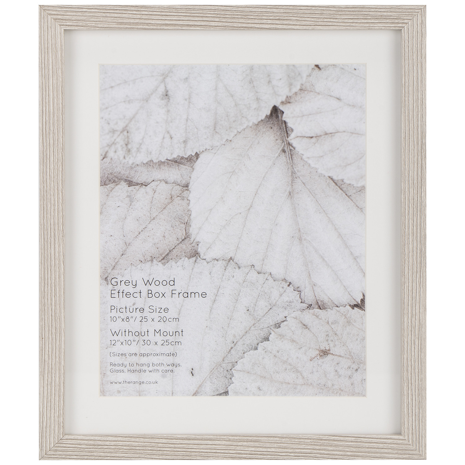 Grey Wood Effect Box Photo Frame 10 x 8 inch