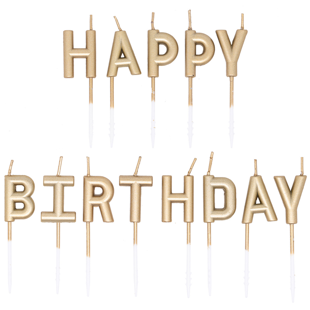 Happy Birthday Pick Candles Gold - Gold