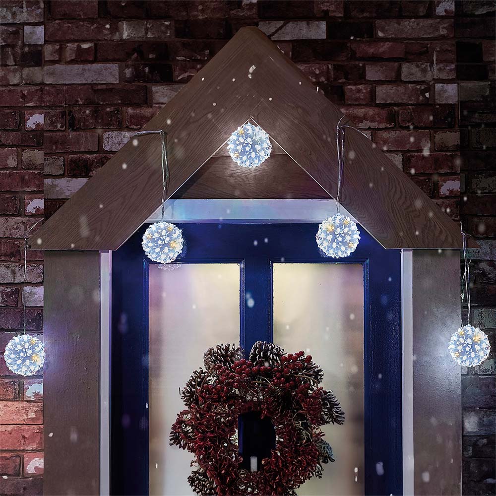 Pack of 5 Mixed White Flowerball Lights