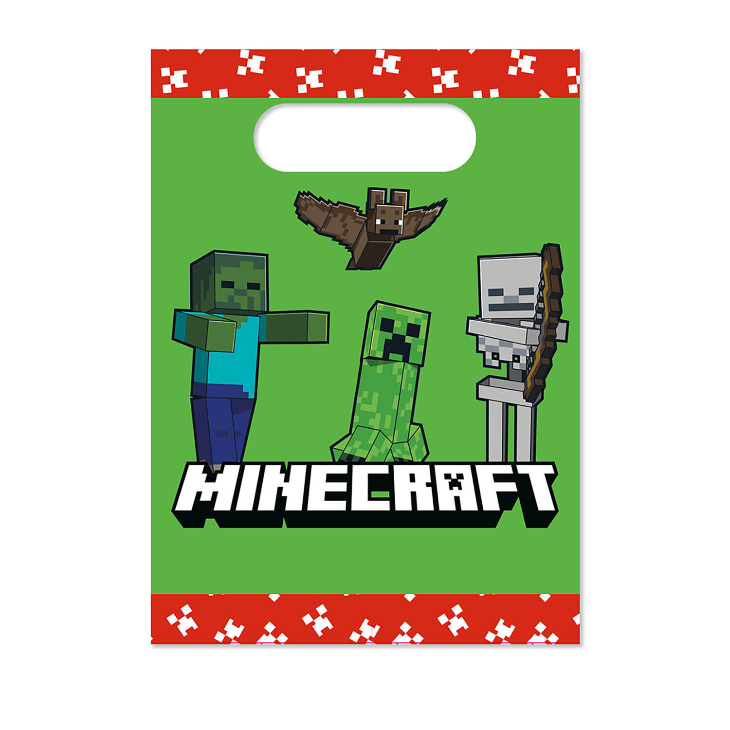 Minecraft Party Bags - Pack of 4 - Green Paper - Themed Party Supplies