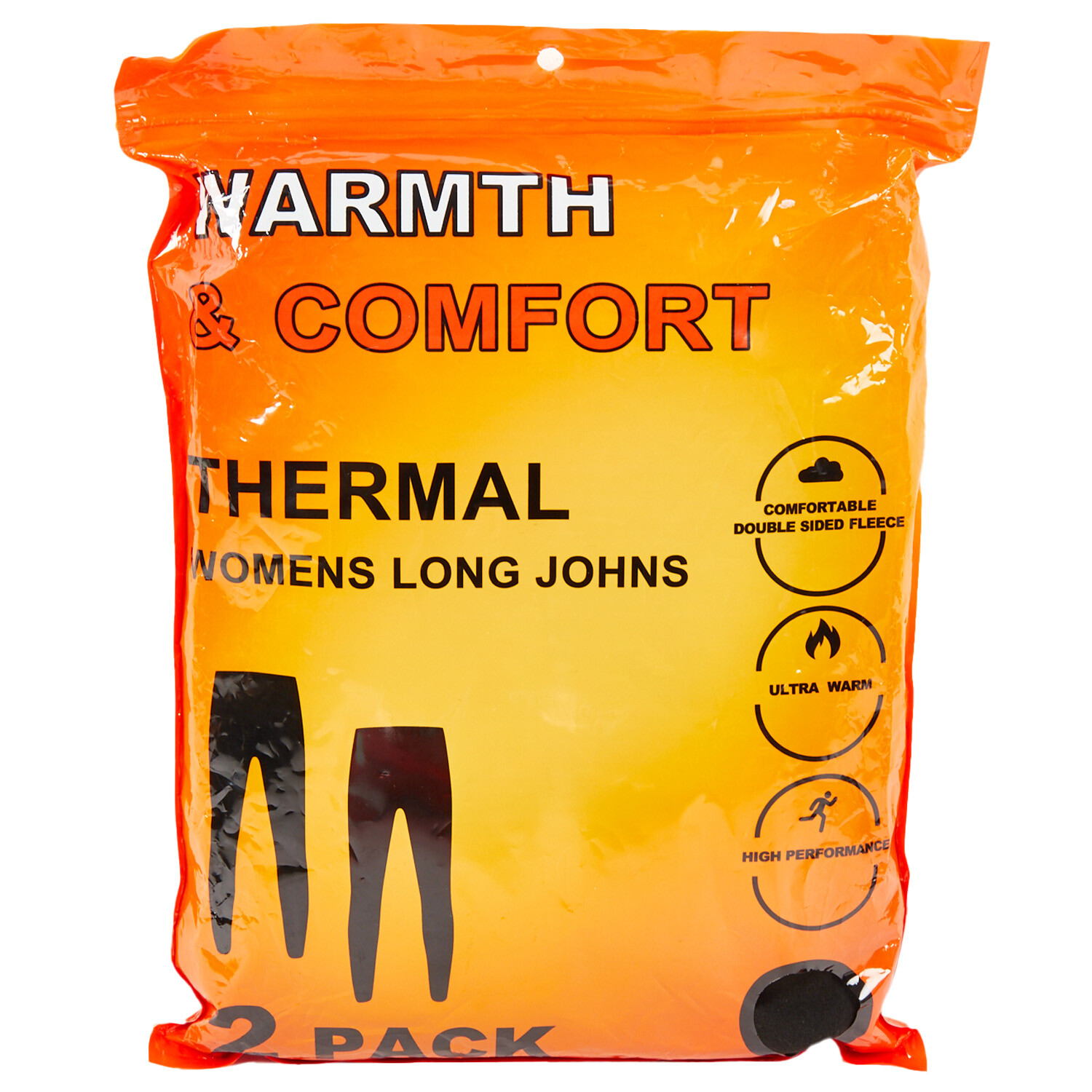 Pack of 2 Womens Thermal Long Johns - Black