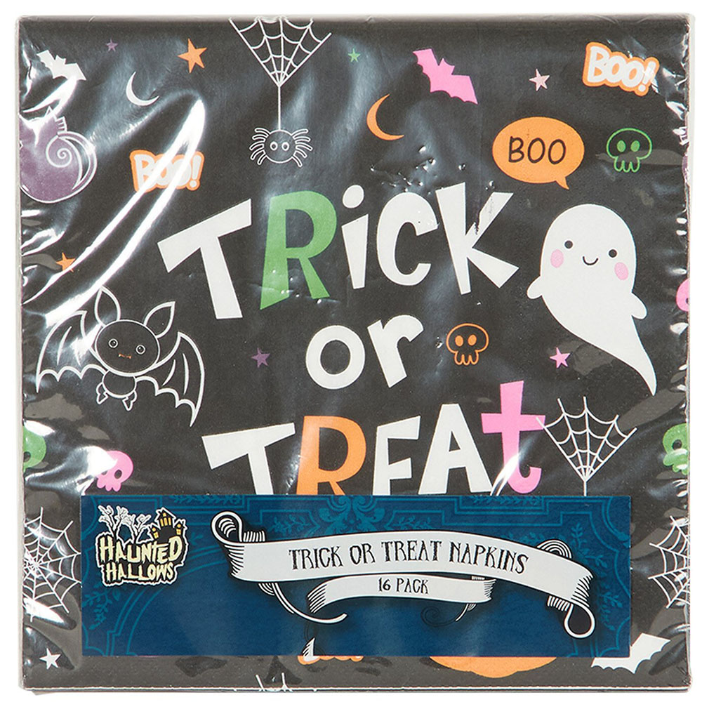 Pack of 16 Trick or Treat Napkins - Multicolour