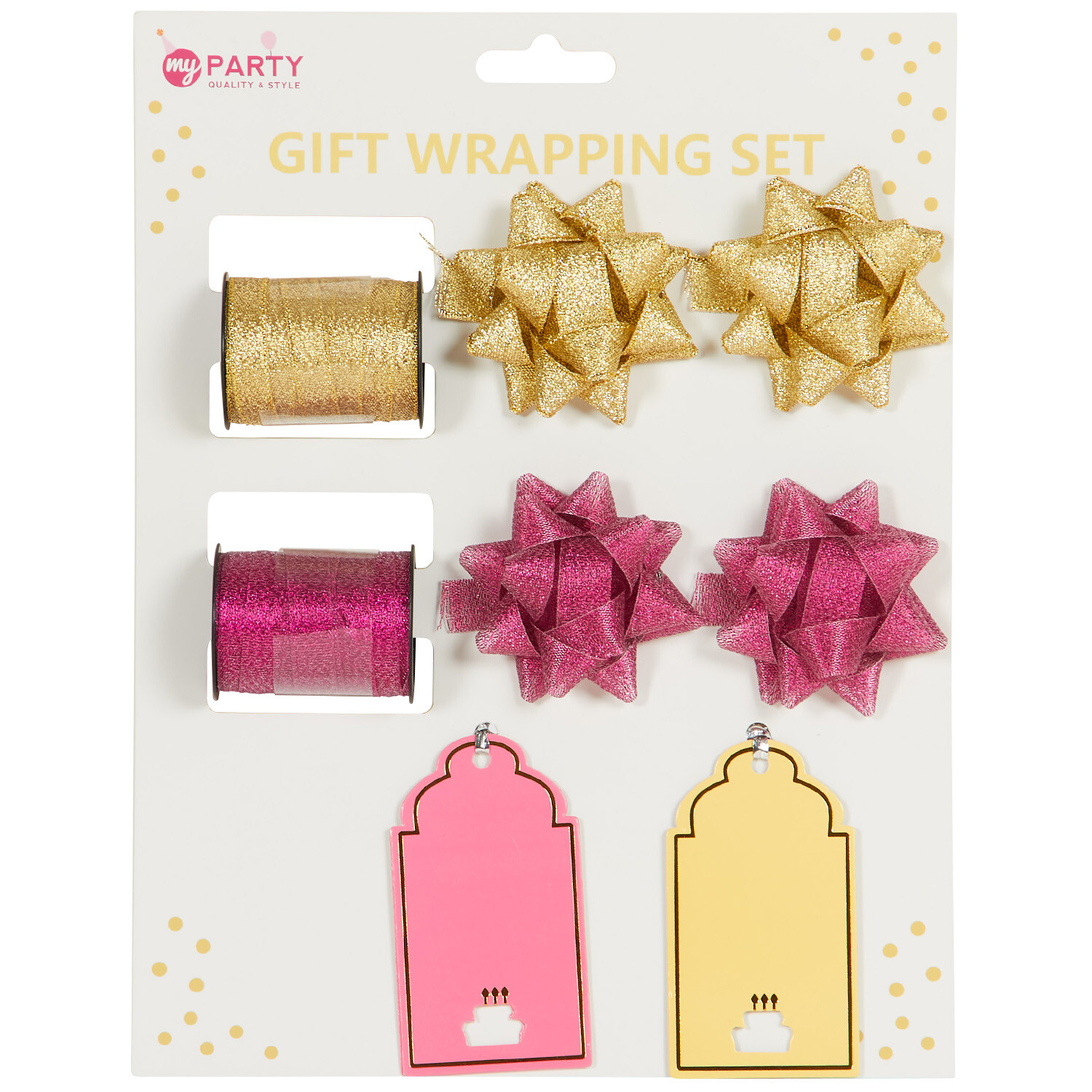 Pastel Party Wrapping Set - Gold and Rose Red