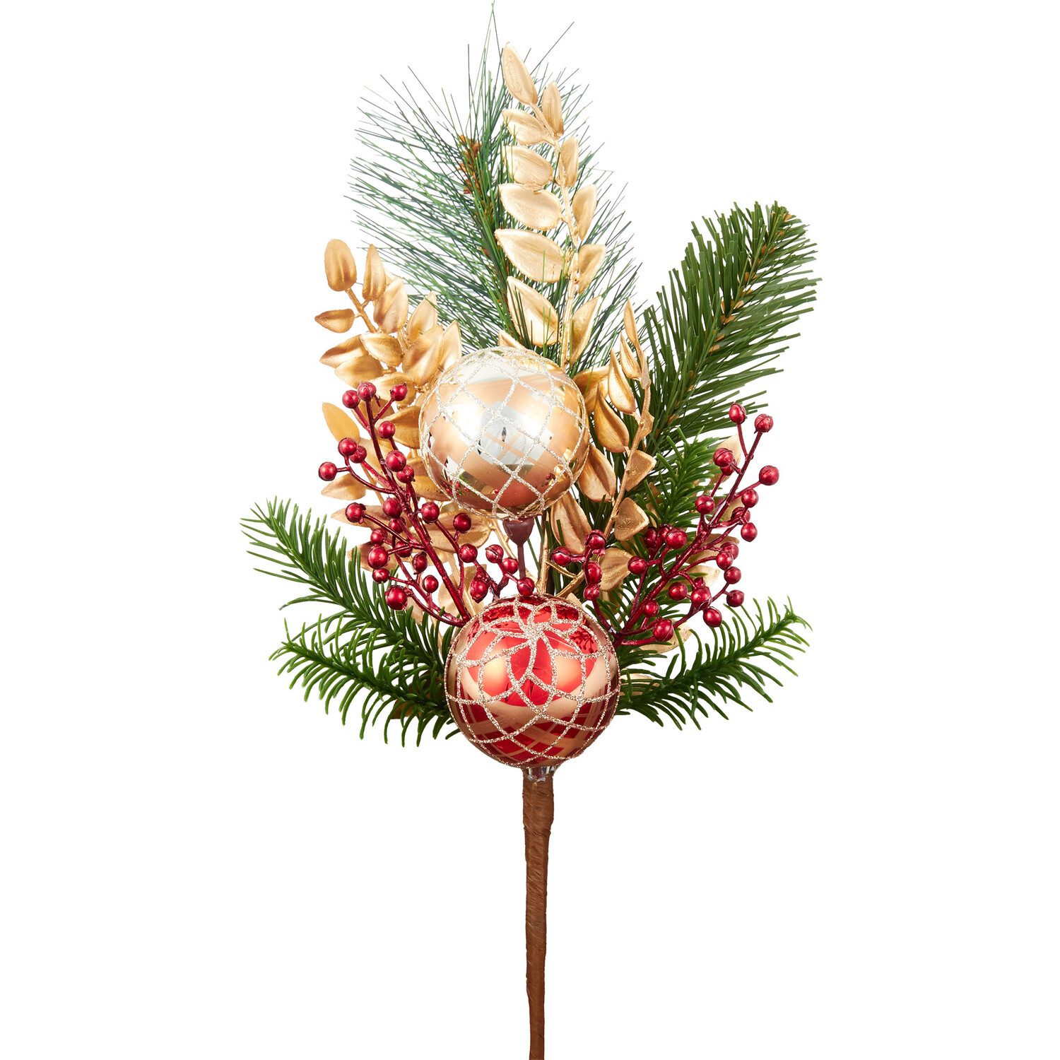 Traditional Red and Gold Bauble Pick - Red and Gold