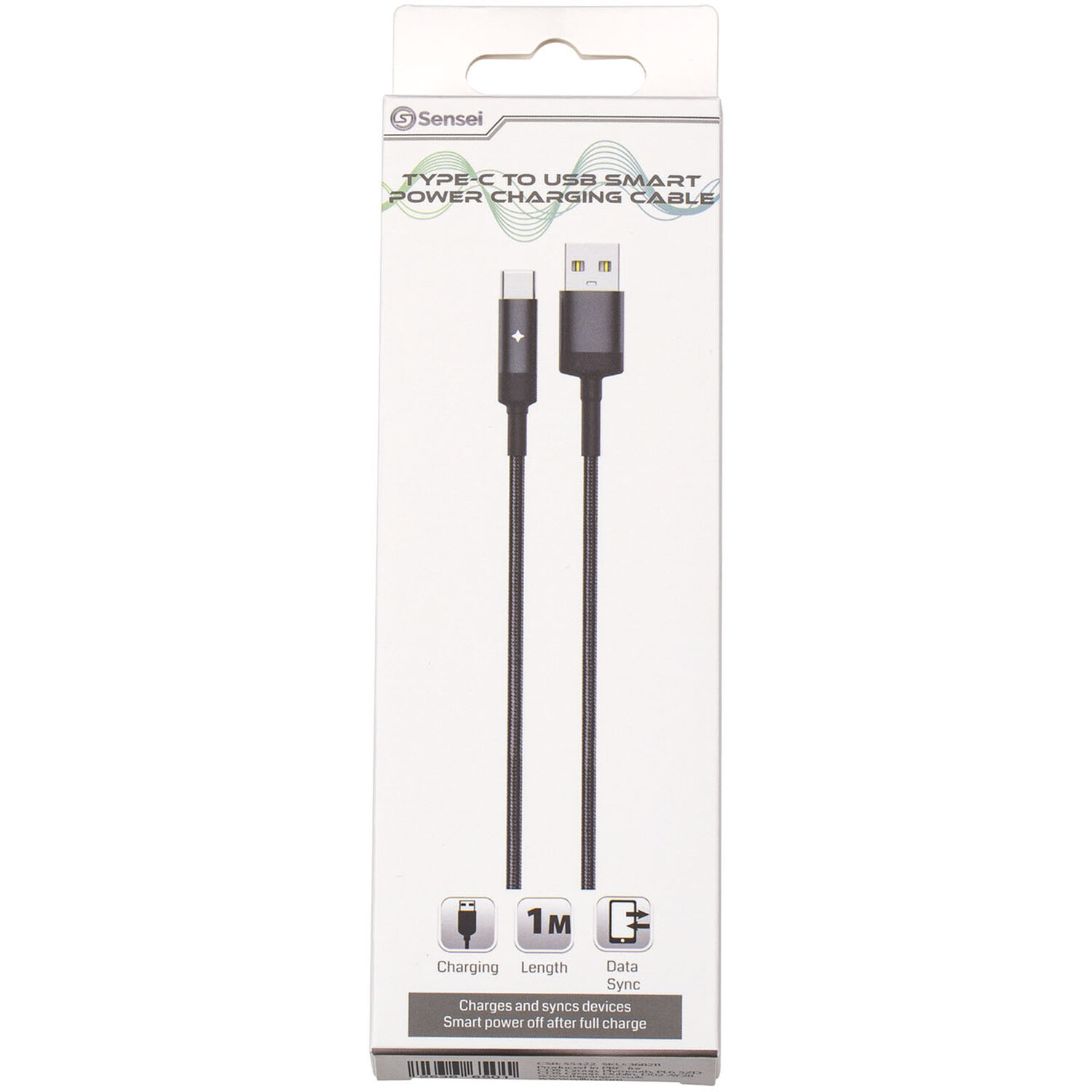 Type-C to USB Smart Power Charging Cable - Black