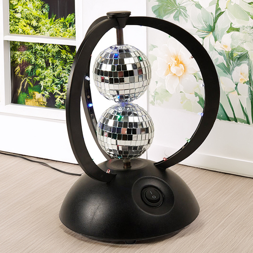 LED Disco Mirror Ball Light - Black and Chrome