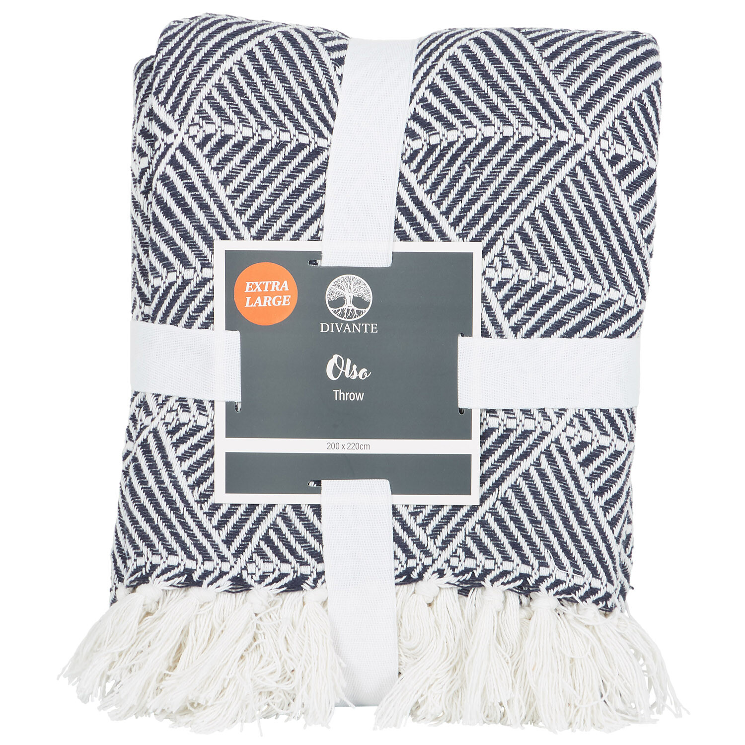 Oslo Navy Geometric Throw - Navy and White