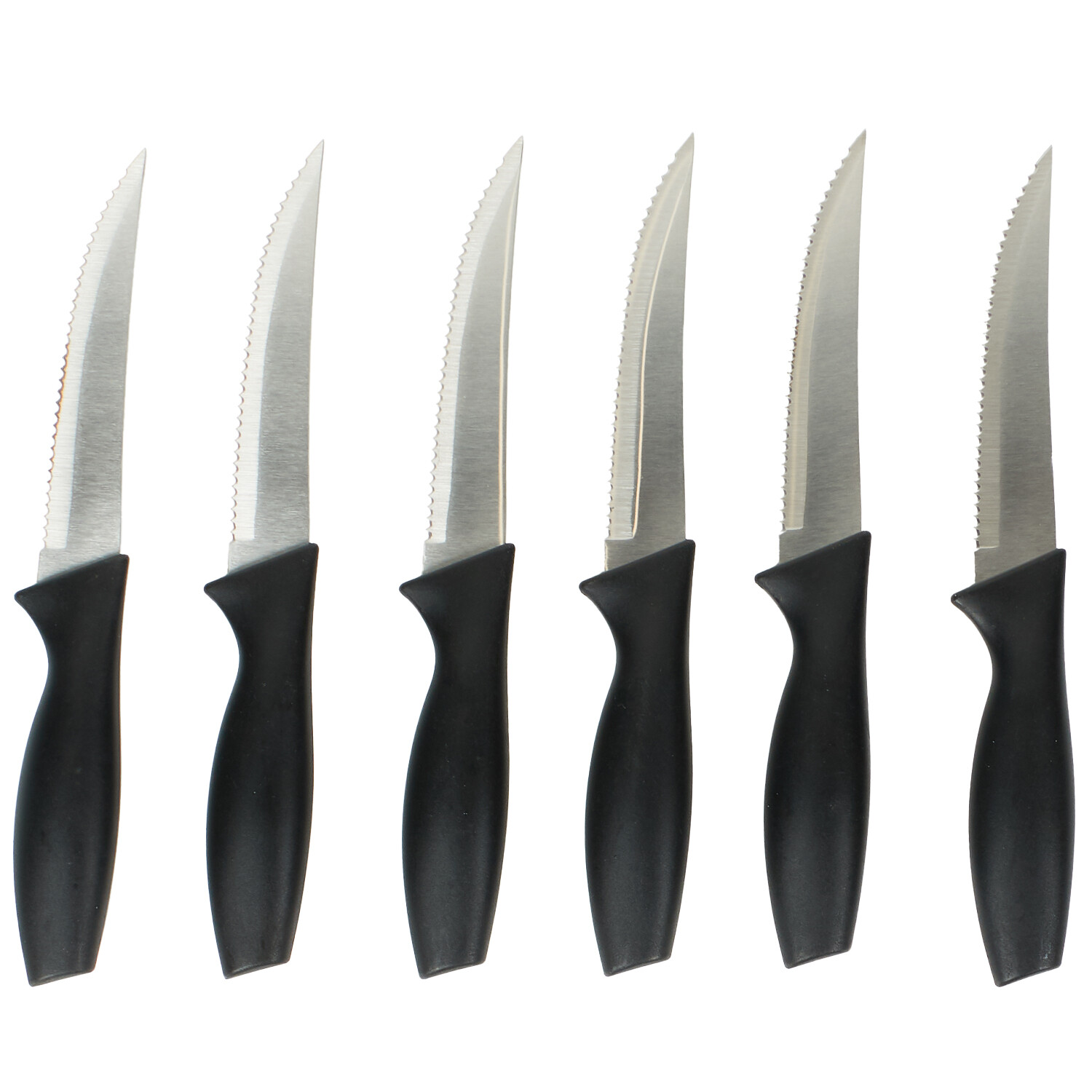 6 Piece Beef Steak Knife Set - Black and Chrome