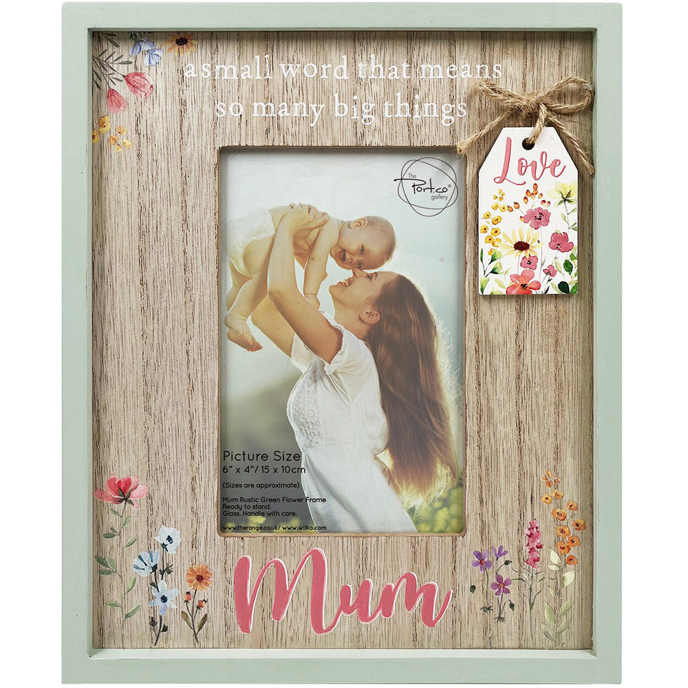 Mum Rustic Green Flower Frame - Green / 6 x 4 inch