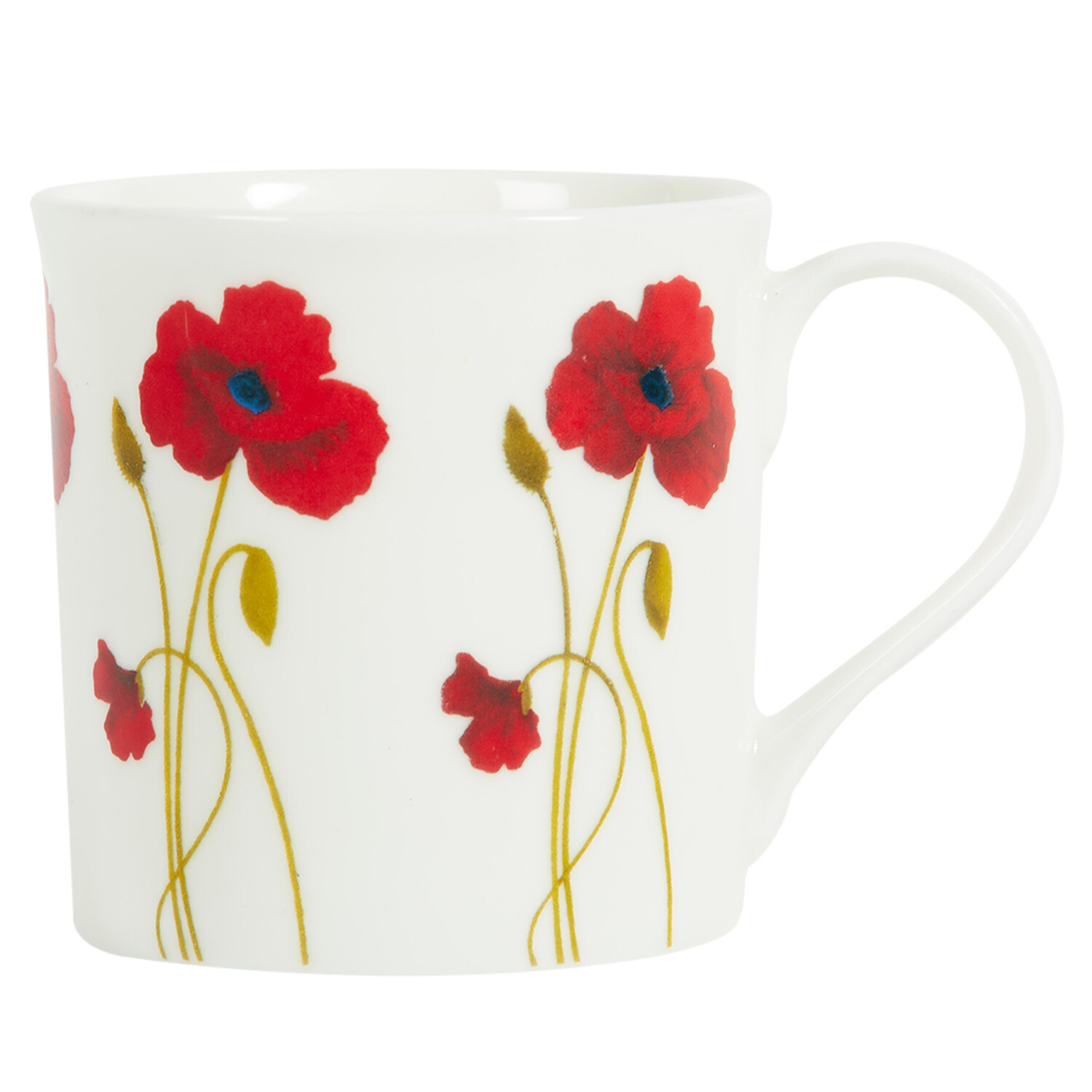 Fine Bone China Richmond Stem Poppy Mug - White and Red