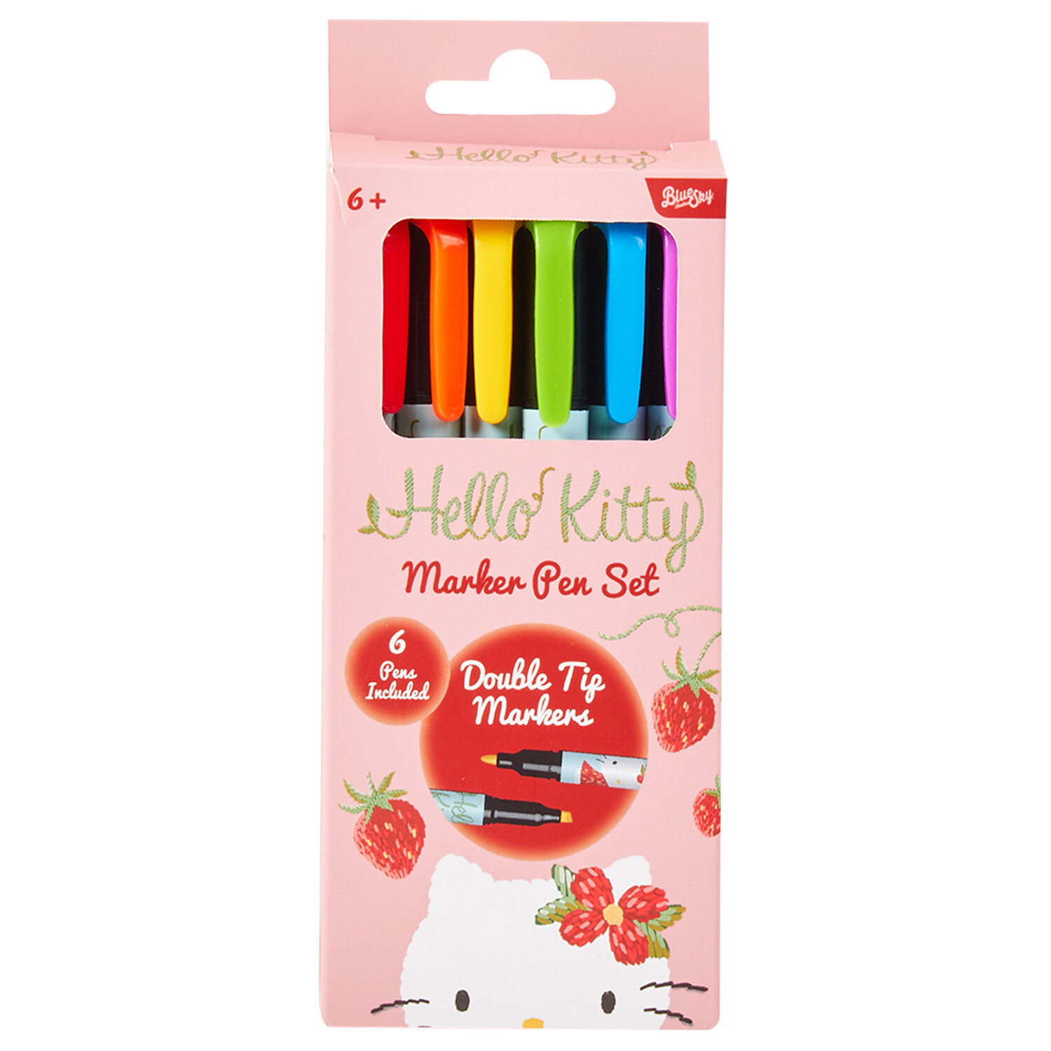 Pack of 6 Strawberry Hello Kitty Markers - Multicolour