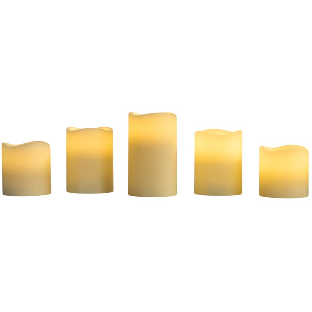 Set of 5 Flickering LED Candles - Ivory