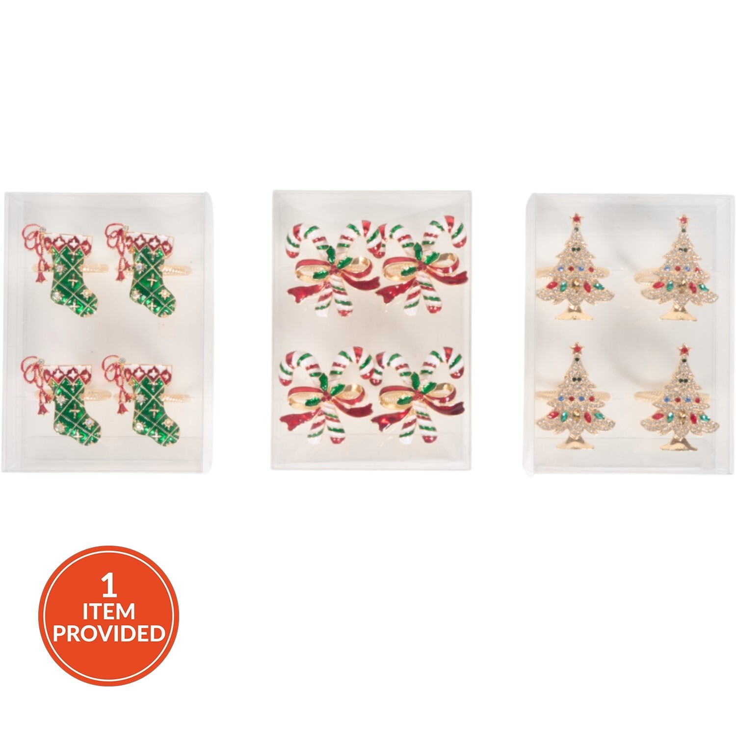 Set of 4 Festive Napkin Rings
