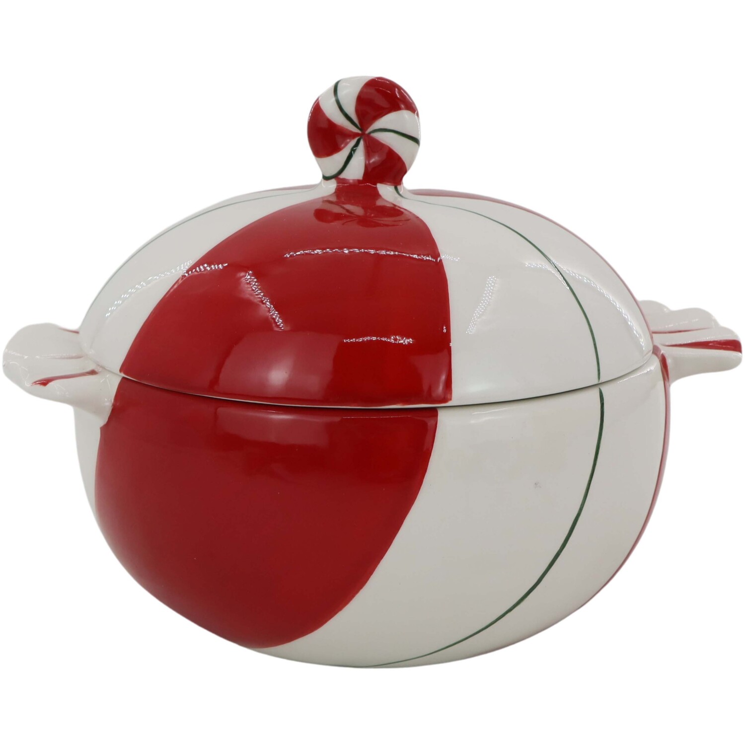 Candy Cane Dish White and Red