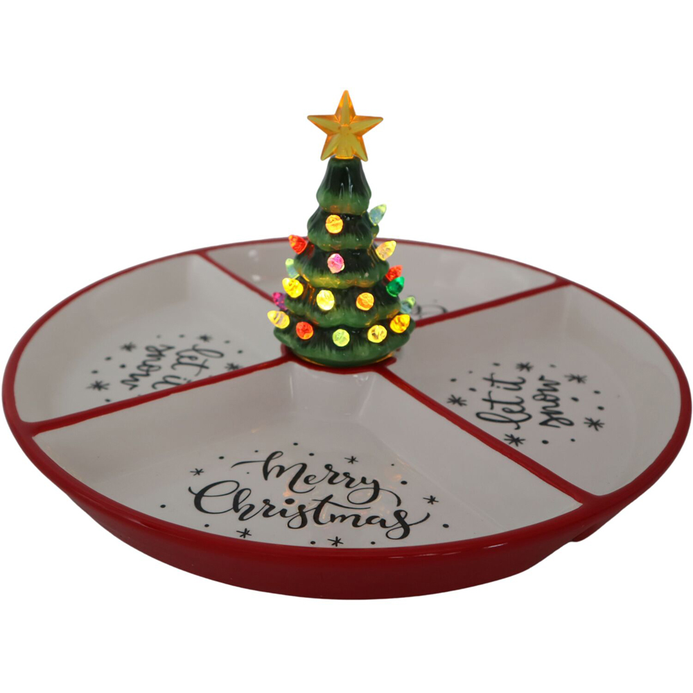 Grazing Dish with LED Tree - White and Red