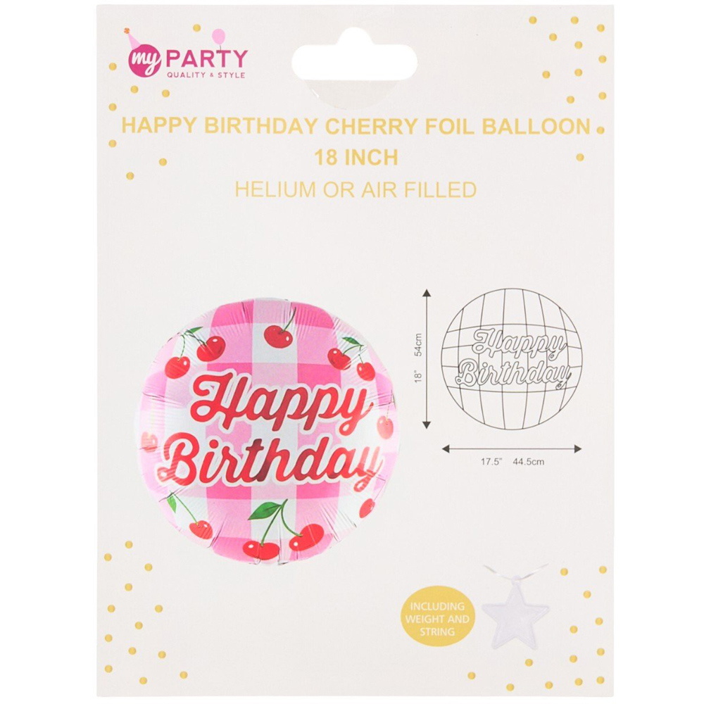 Happy Birthday Cherry Foil BalloonPink
